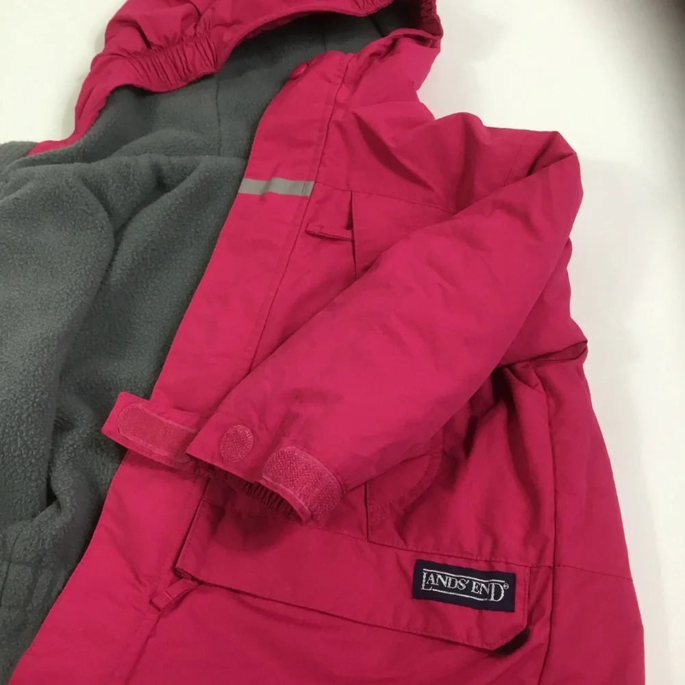 Lands End kids Coat Pink Size S zip up ‎ snap